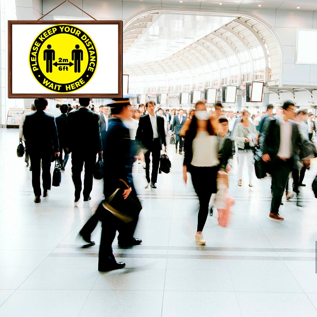 4Size Ground sign Isolated label 30CM diameter Stand Here Keep 6ft in Between Distance Marker Floor Distance Marker L*5