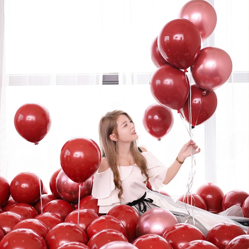 10 inch double-layer latex balloon ruby red proposal marriage wedding room decoration