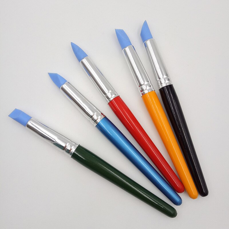 5Pcs 18Cm Art Craft Klei Aardewerk Gereedschap Modeling Sculptuur Beeldhouwen Carver Carving Silicone Nail Art Gereedschap Set 5 kleuren