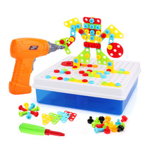 149/193Pcs Kids Drill Toys Educational Toy Electric Drill Screws Puzzle Assembled Mosaic Building Boy Pretend Play Toy