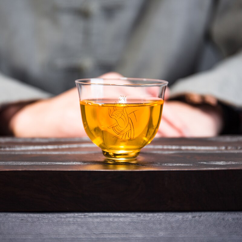 150ml zen handmålad buddha hand lotus kopp värmebeständig glas tekopp master kopp te skål kung fu te set teware drinkware