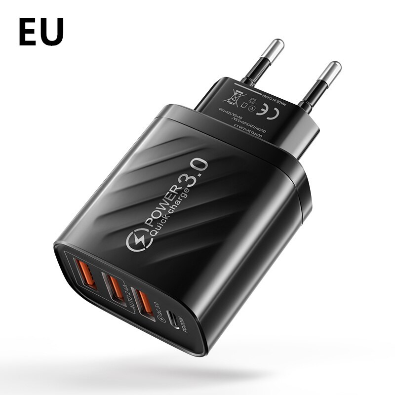 30W USB C Ladegerät Schnell Ladegerät Für iphone 13 12 Xiaomi Huawei Samsung Quick Charge 3,0 4,0 handy lade adapter QC 3,0: Black EU Plug