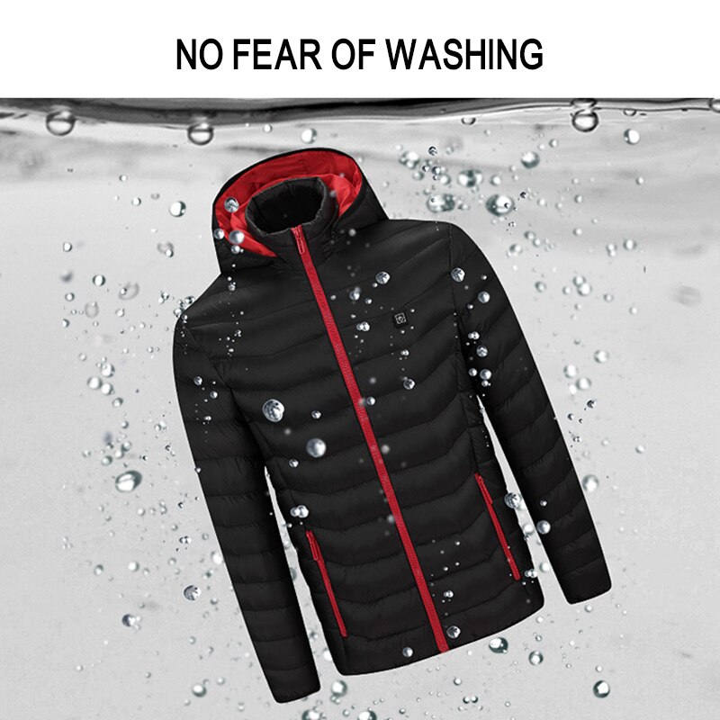 Electric heated jacket outdoor sports coat winter coat with cap and USB electric heating SIZE M-4XL