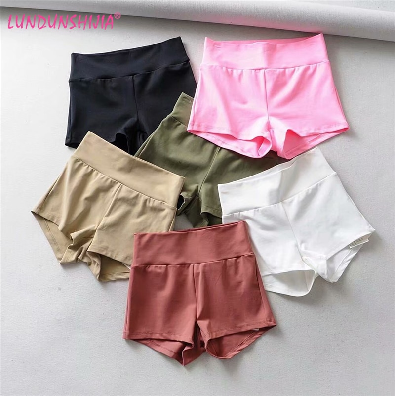 Lundunshijia sommer elastiske sportsshorts med høj talje bomuldsshorts til kvinder 6 farver