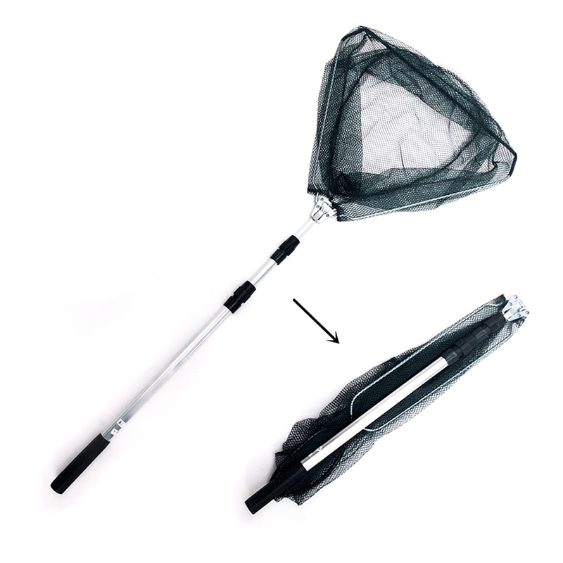 Fishing Landing Net Tool 1.5/1.7/1.9m Foldable Lightweight Aluminum Alloy Retractable Fish Net Telescoping Boat Fishing Net