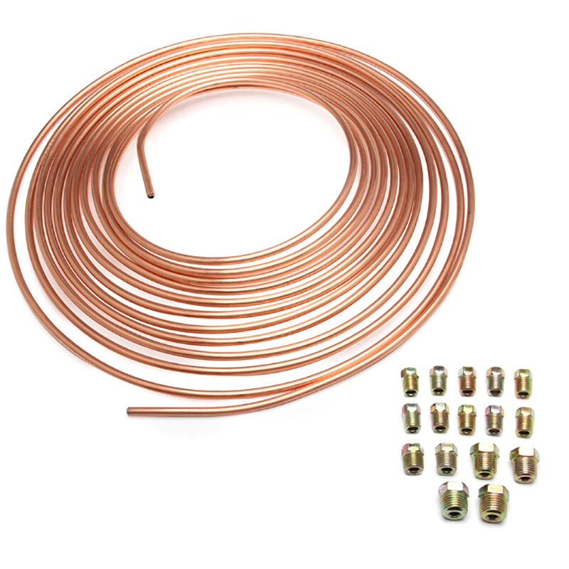 Super Flexible Cuivre Nickel Ligne De Frein Kit de Tubes Pour L'automobile de 25 Pieds Bobine de Moustique Forme Avec 16 pièces Écrous Directe