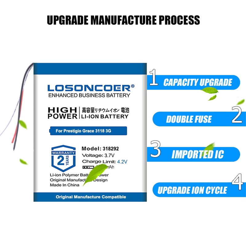 Losoncoer 358595 5800 mah 318292 akkus für prestigio grace 3118 3g pmt 3118 tablet 7 " batterien