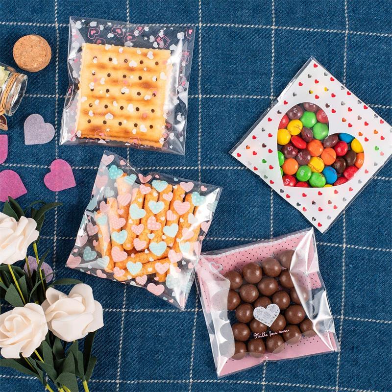 100 sztuk przezroczysty samoprzylepne małe OPP plastikowe etui torba na biżuterię bransoletka pakowanie prezentów Cookie opakowanie cukierków przechowywania