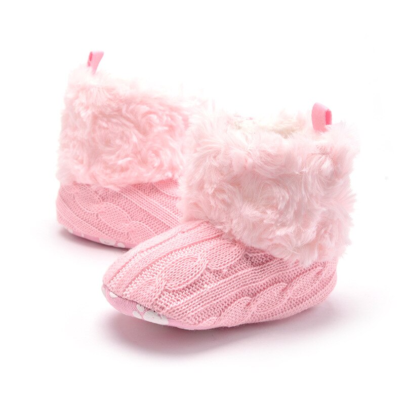 Schattige Baby Anti-Slip Laarzen Peuter Baby Jongen Meisje Knit Crib Schoenen Leuke Cartoon Prewalker Baby Booties: Roze / 13-18 months