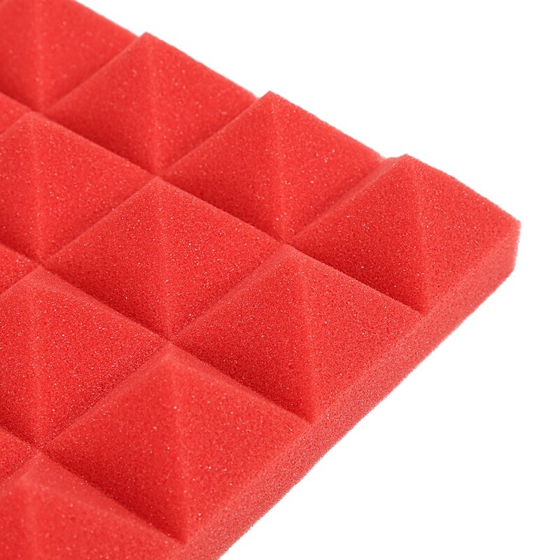 Charcoal Acoustic Foam Tiles Soundproofing Foam Panels Studio Sound Padding 2 x 10 x 10 Inch(Black+Red)
