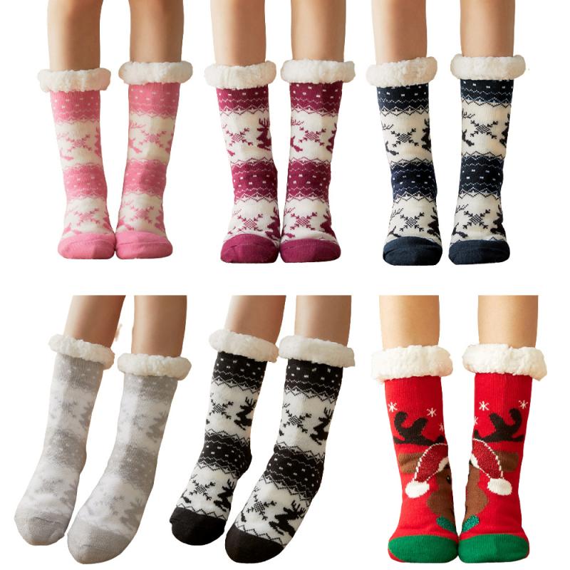 Calcetines térmicos de invierno para mujer, calcetín de lana, antideslizantes, de Cachemira, para dormir, para Navidad, deportivos, cálidos