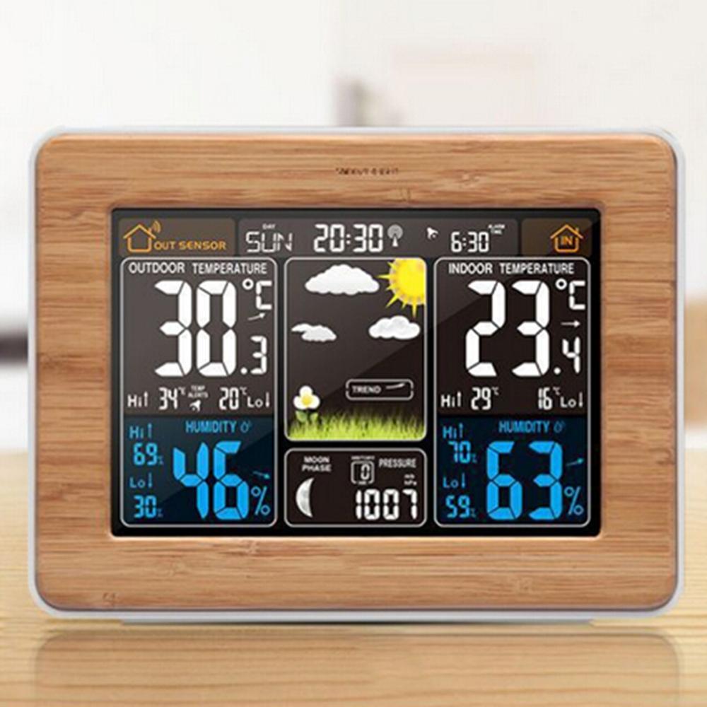 Draadloze Weerstation Wekker Thermometer Kalender Met Outdoor Sensor Home Smart Klok Met Weersverwachting Huishouden