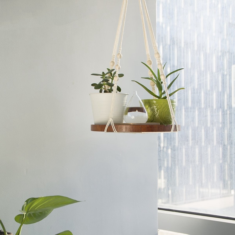 Macramé para planta-maceta colgante para interior-maceta decorativa para flores-decoración Bohemia para el hogar Boho, en caja, para Suc: Default Title