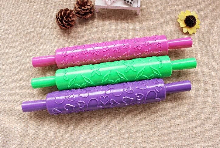14 Styles Pastic Non-stick Fondant Cake Embossing Roller Sugarcraft Decorating Lace Rolling Pin DIY Kitchen Cooking Tool D794