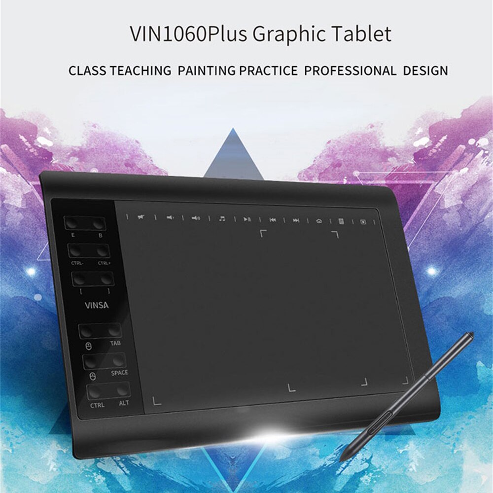 VINSA – tablette de dessin numérique vin1060 plus, avec stylet sans batterie, sensibilité à la pression, 8192, peint à la main