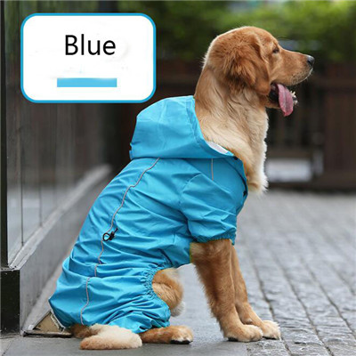Pet Big Dog Raincoat Clothes For Labrador Golden Retriever Large Dog Waterproof Jumpsuit Rain Coat Jacket Pet Clothing Raincoats: blue / L
