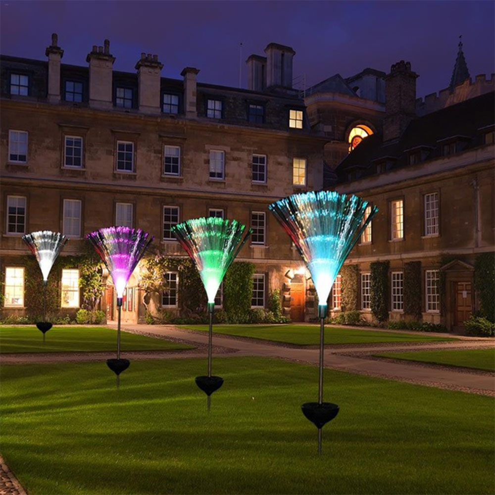 Waterdichte, op zonne-energie werkende, optische vezel tuinlamp voor buiten, nieuwigheid, op zonne-energie werkende, kleurveranderende, led-nachtdecoratieve tuinlamp