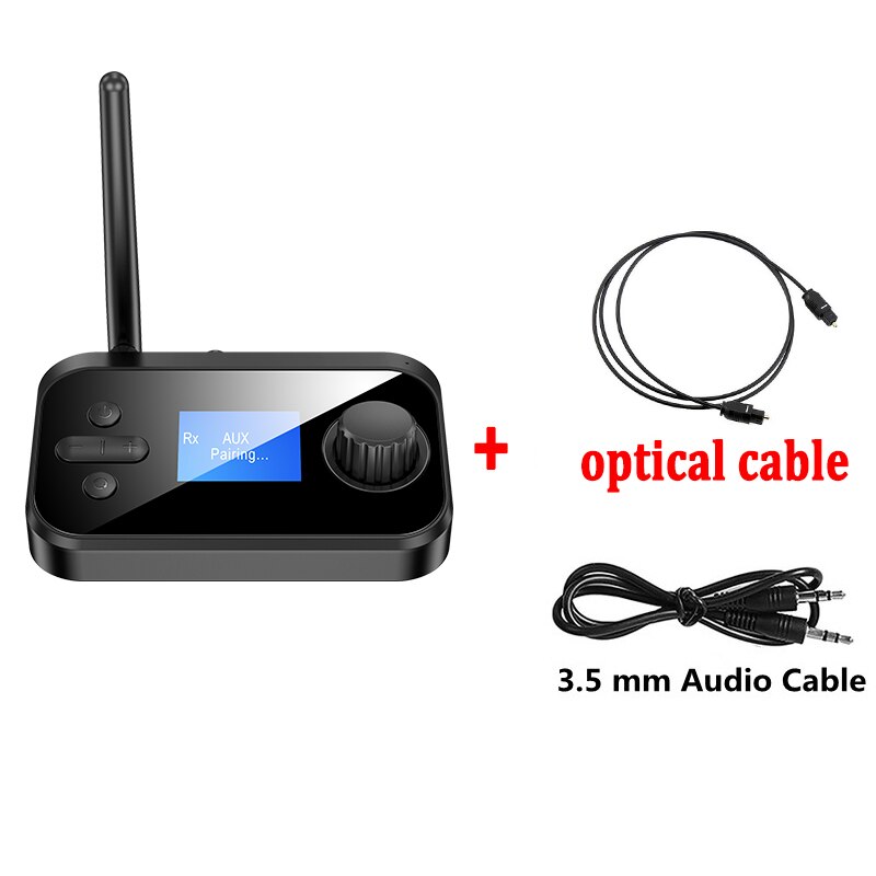 Bluetooth 5.0 sändare mottagare stereo aux 3.5mm jack rca optisk koaxial handsfree trådlös ljudadapter tv pc bil högtalare: Stardand paket