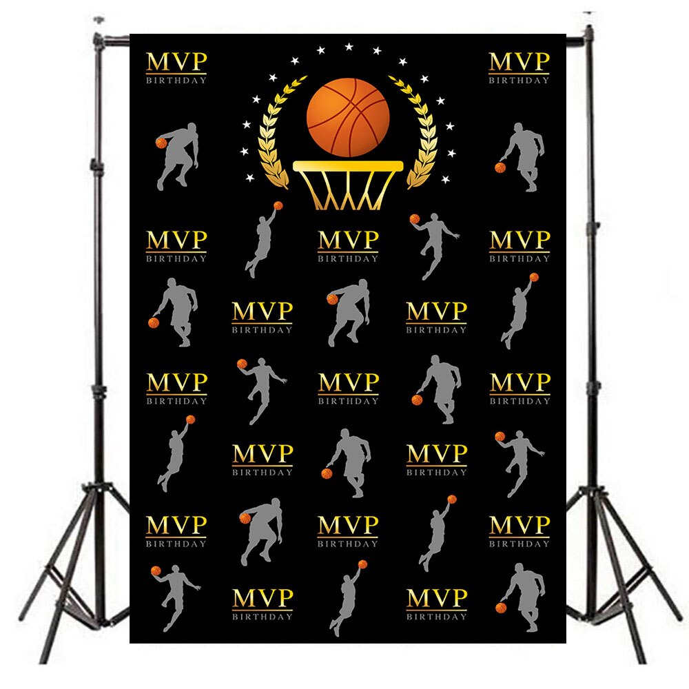 NeoBack MVP basket-ball thème anniversaire photographie arrière-plan répéter étapes basket-ball anniversaire bannière décor photographie décors