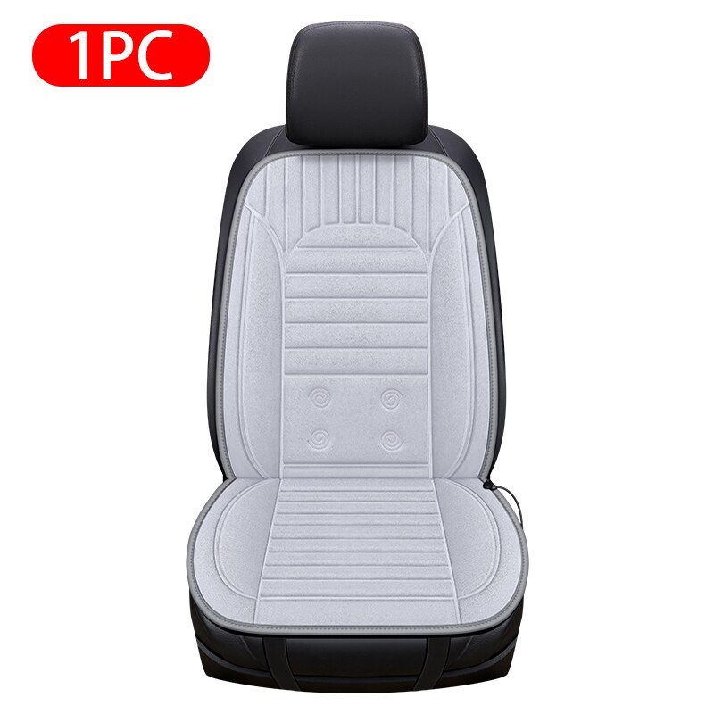 Housse de siège de voiture chauffante en peluche, 12V/24V DC, coussin de siège chauffant à 2 niveaux, siège lombaire, universel, pour véhicules 95%: Gray 1pc
