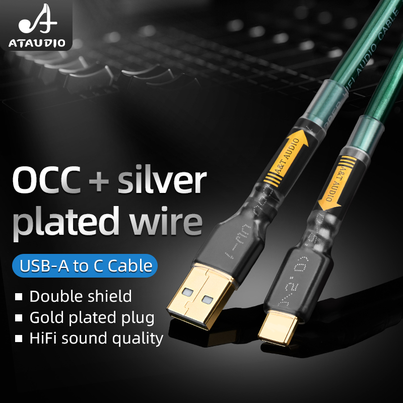 Posrebrzany kabel USB Hifi wysokiej jakości kabel 6N OCC A-B C-B typ DAC dekodujący kabel do transmisji danych kabel USB: Black / 0.75 m