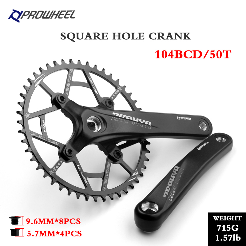 Prowheel 170/175mm manivelle 32-52T plaque pédalier vélo manivelle VTT roue à chaîne pignon trou carré 104BCD accessoires: vert clair / 170mm
