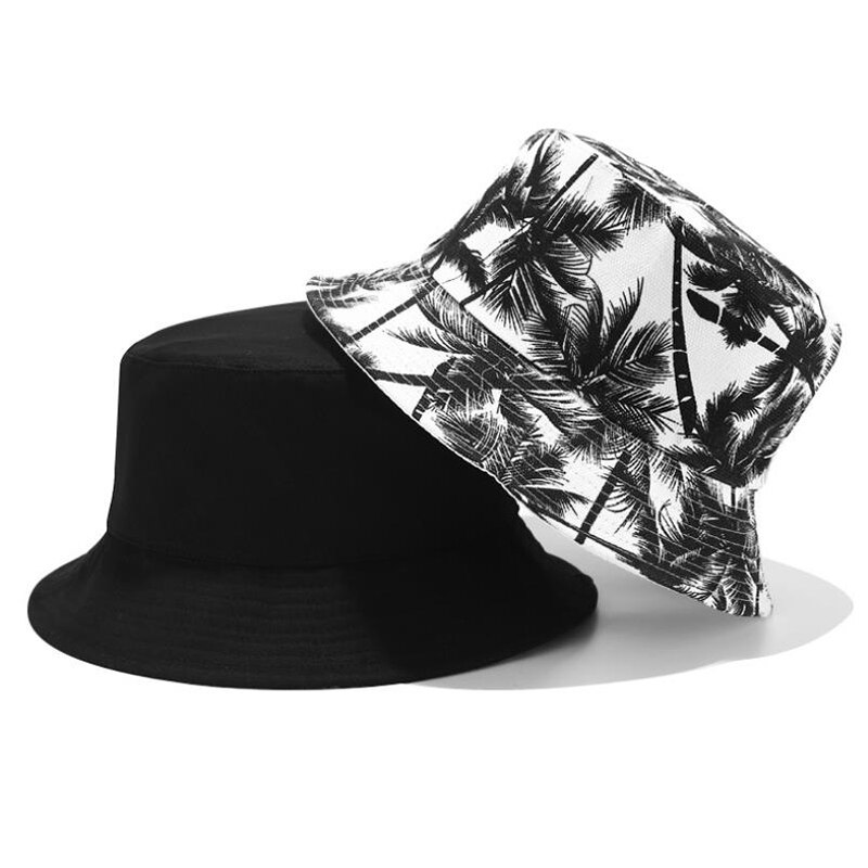 Tryk mænd kvinder fisker hatte par spande hat sommer efterår forår skygge bomuldskasketter dobbeltsidet kan bæres: Bk