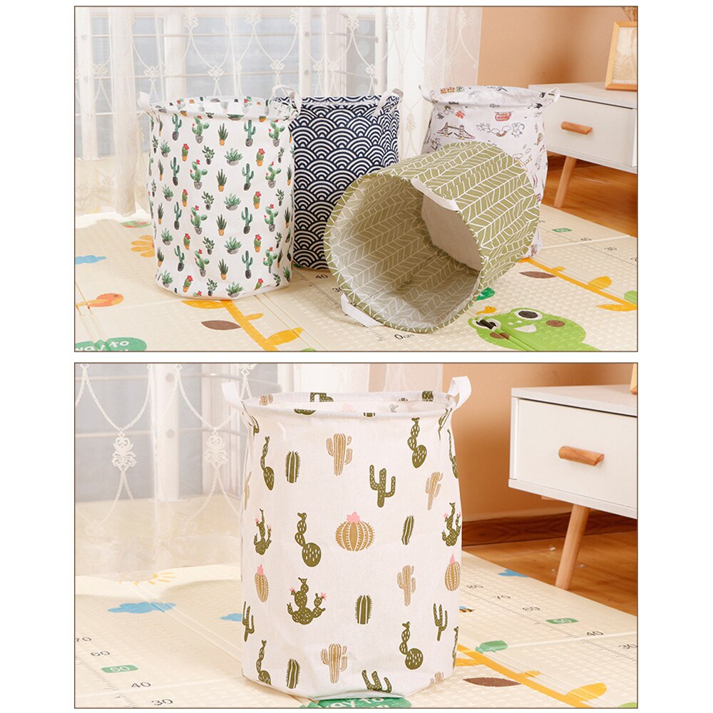 Clothes Toy Basket Bucket Organizer Large Capacity 1pc Folding Laundry Basket Round Storage Bin Bag Large Hamper Collapsible