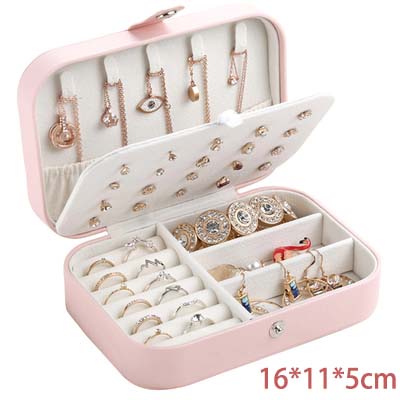 Organisateur de bijoux boîte à bijoux à glissière bijoux cercueil Portable maquillage stockage multi-couche maquillage organisateur beauté voyage boîte: Rose-A