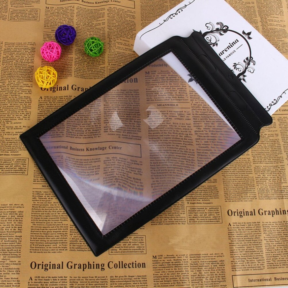 Portable Size Handheld 3X Large Reading Magnifier A4 Full Page Sheet Maps Books Newspaper Reading Aid Magnifying Glass