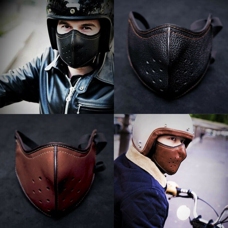 Modieuze Cool Look Goede Outdoor Punk Lederen Masker Motorrijden Half Gezicht Met Mond Beschermhoes
