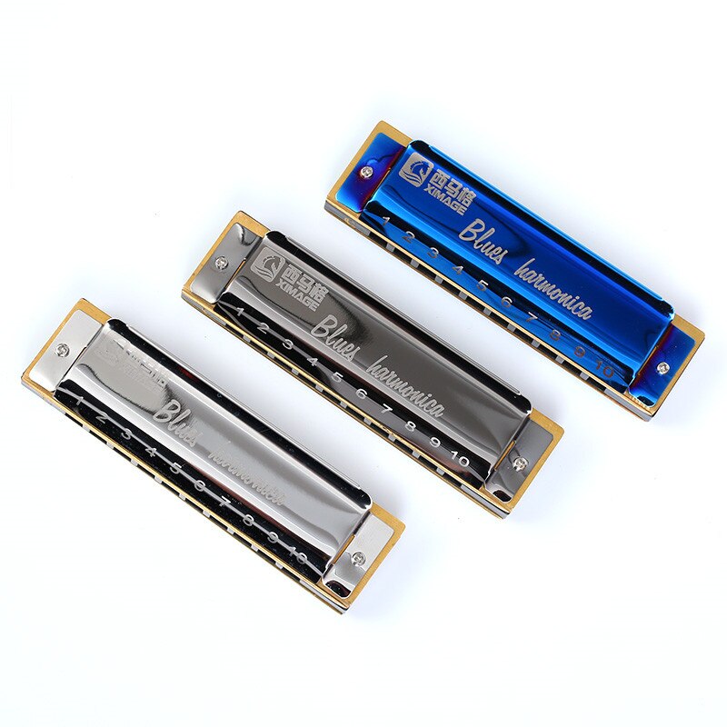 Brand 10 Gaten 20 Tone Harmonica Blues Harpen Sleutel van C Zilver Kleur Mond Orgel Diatonische harp