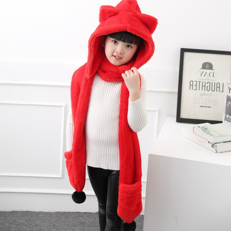 Conjunto de gorros y guantes de franela para niños y niñas, bufandas cálidas de invierno con dibujos animados, Unisex, 3 uds.
