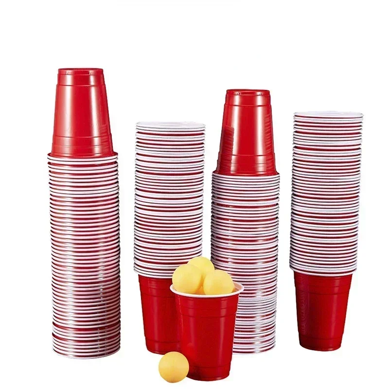 50PCS 16oz/500ml Plastic Party Cups Disposable Plastic Cup Set Beer Pong Game Drinks, Wedding Birthday Party Disposable Cup Set