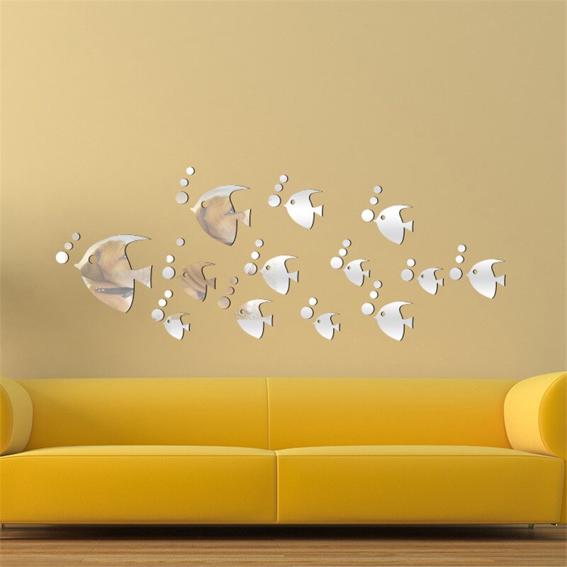 13Pcs DIY Tropical Fish 3D Mirror Wall Sticker Removable Acrylic Wall Decals Home Decor JS22