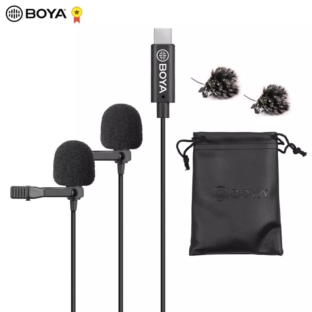 Boya BY-M3 Lavalier Revers Microfoon Mini Mic Omnidirectionele Enkele Kop 6 Meter Kabel Compatibel Met Usb Type-C Interface