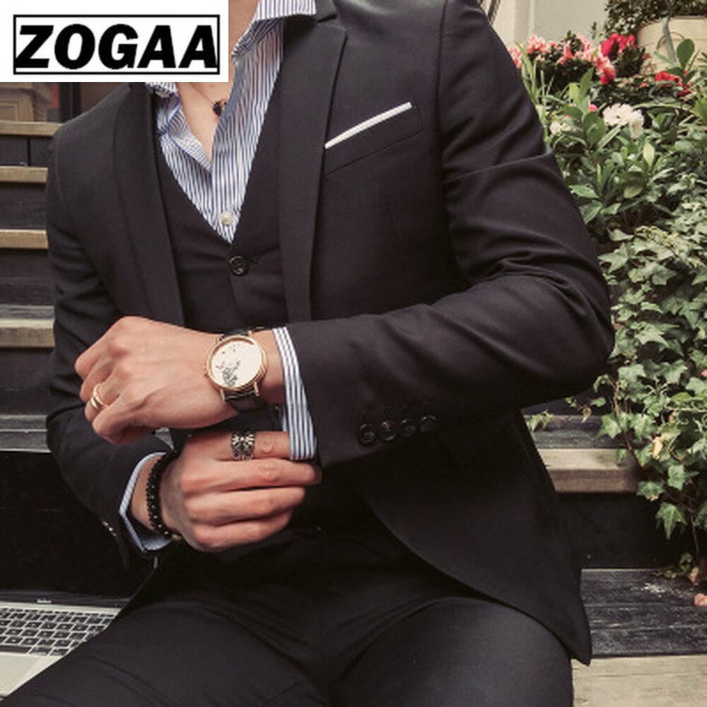 Zogaa menn dress dresser 5xl 4xl business slim fit bryllup brudgommen dresser ren farge 3 stk dresser plus size menn fritid dresser