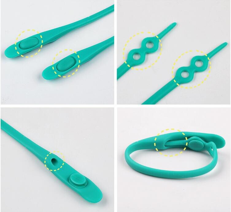 Nouveauté 12 pcs/lot lacets en Silicone élastique chaussures de lacet élastique accessoires chaussures en Silicone paresseux dentelle sans cravate dentelle en caoutchouc