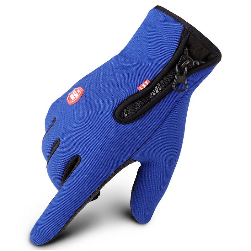 Volledige Vinger Winter Thermische Fietsen Handschoenen Anti-slip Touch Screen Heren Handschoenen Outdoor Sport Wandelen Fiets Fietsen Handschoenen: Blue