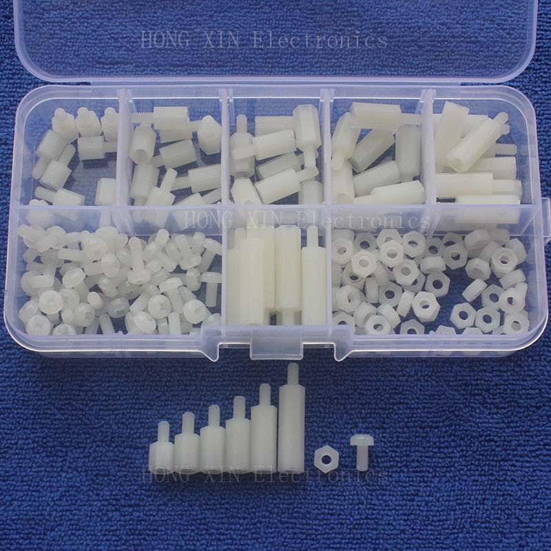 Kit d'assortiment de boulons en Nylon, 180 pièces, entretoises à filetage hexagonal M3, vis PCB, écrous, matériel de fixation,