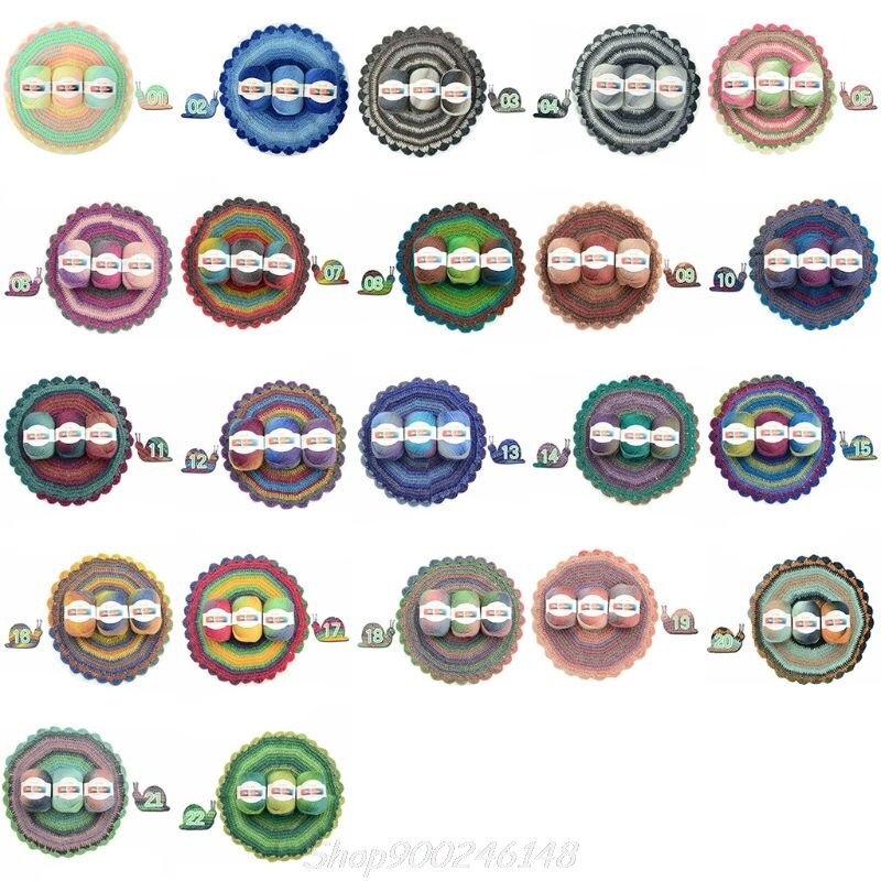 Soft Worsted Yarn Rainbow Gradient Colors DIY Baby Knitting Wool Shawl Scarf Sweater Crochet Thread Supplies Jy16 20