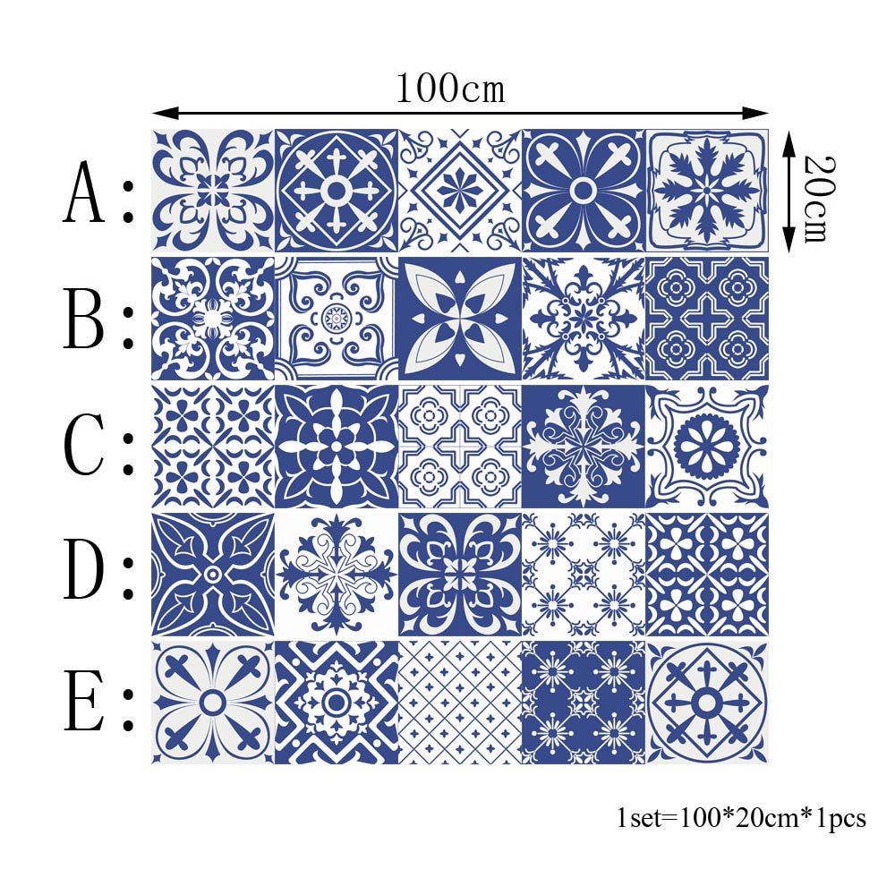 Mediterranean Style Tile Stickers Home Decor Living Room Kitchen Bathroom Decoration Self-adhesive Wallpaper Vinyl Mural Decals