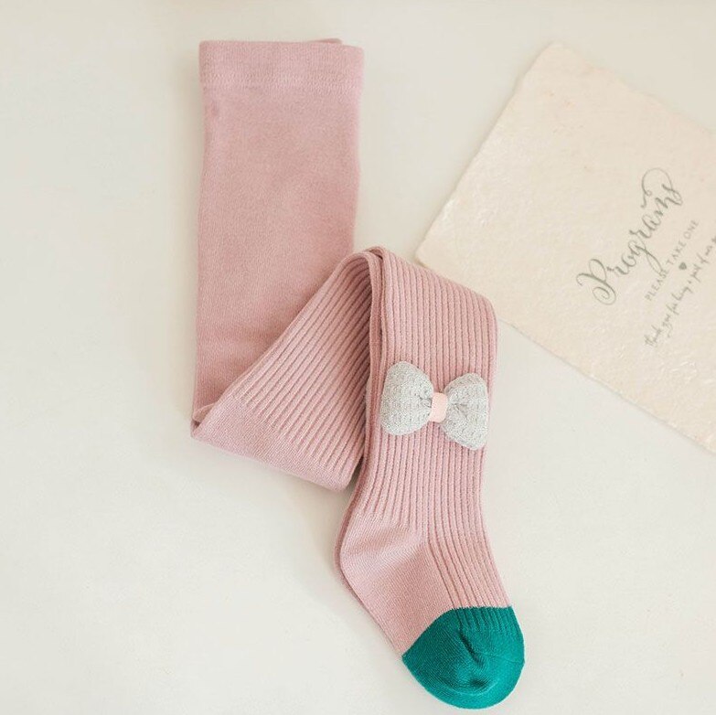 Medias de algodón con lazo para niños, pantimedias de bebé de punto para niño de 0 a 3 años, primavera y otoño