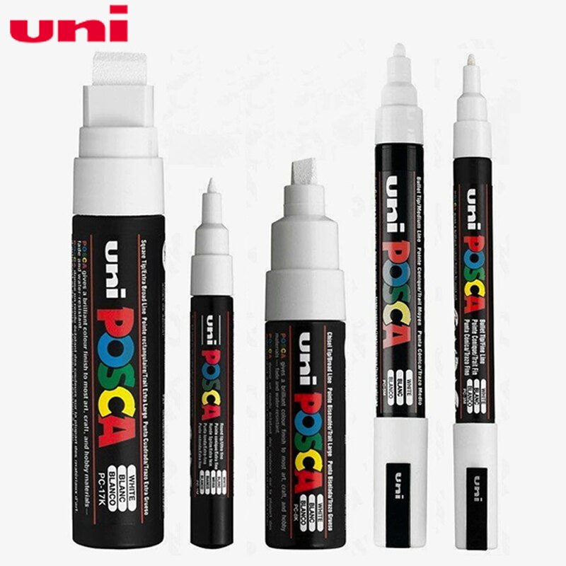 5 stk / sæt uni posca maling pen blandet mærke 5 størrelser hver med 1 pen pc -1m/3m/5m/8k/17k maleri pop plakat reklame pen
