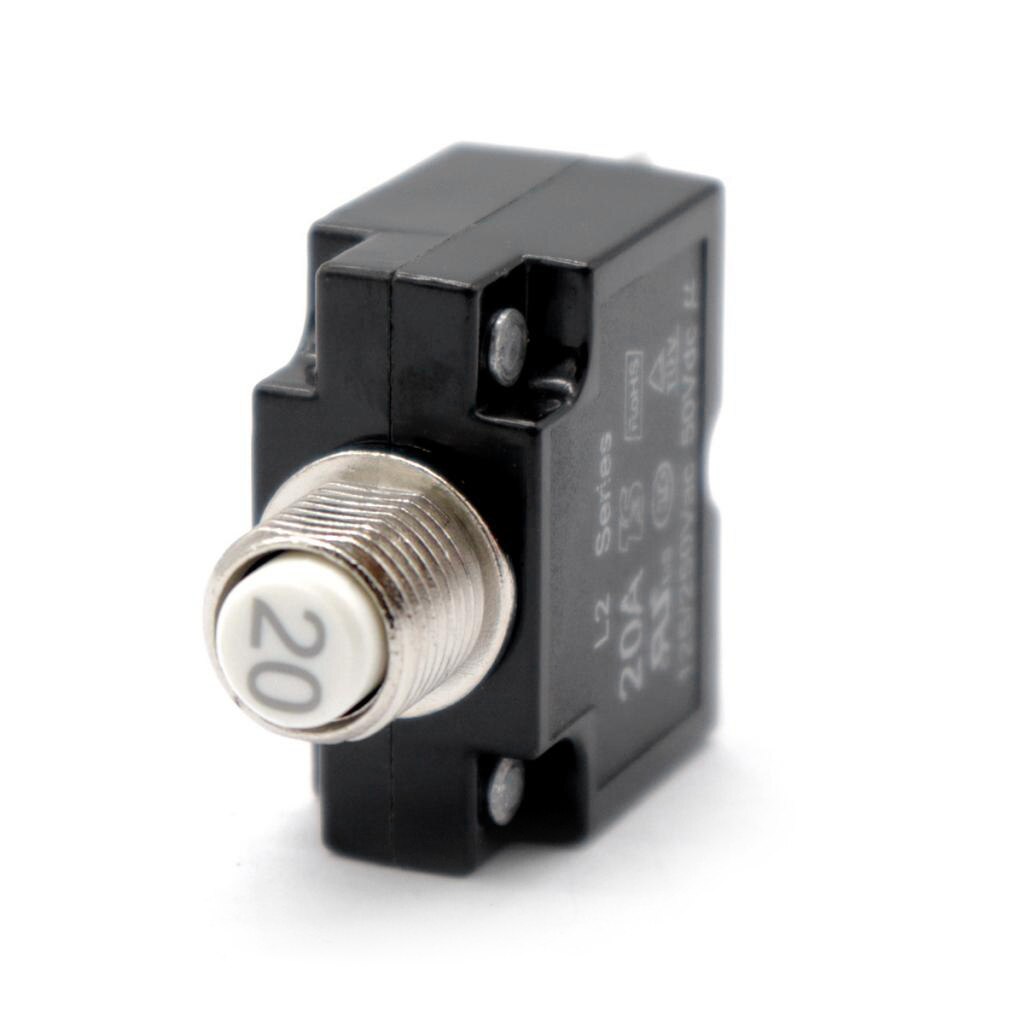 20A DC Thermal Circuit Breaker &amp; Quick Connect Terminal &amp; Black Waterproof Button Cover For Automotive/Marine Etc 47mm*29mm
