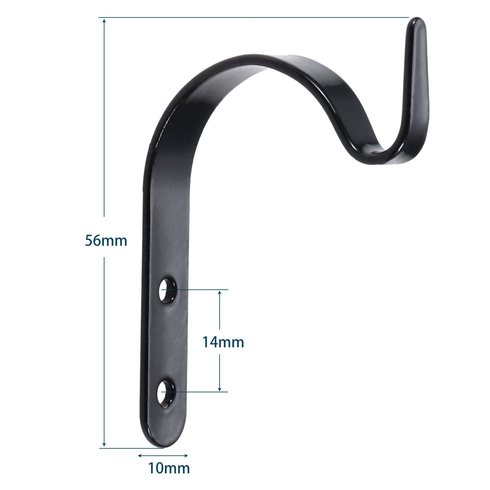 dophee 1/2pcs Black Wall Hook Bracket Lantern Hanger Wall Light Garden Hanging Basket 56*10mm