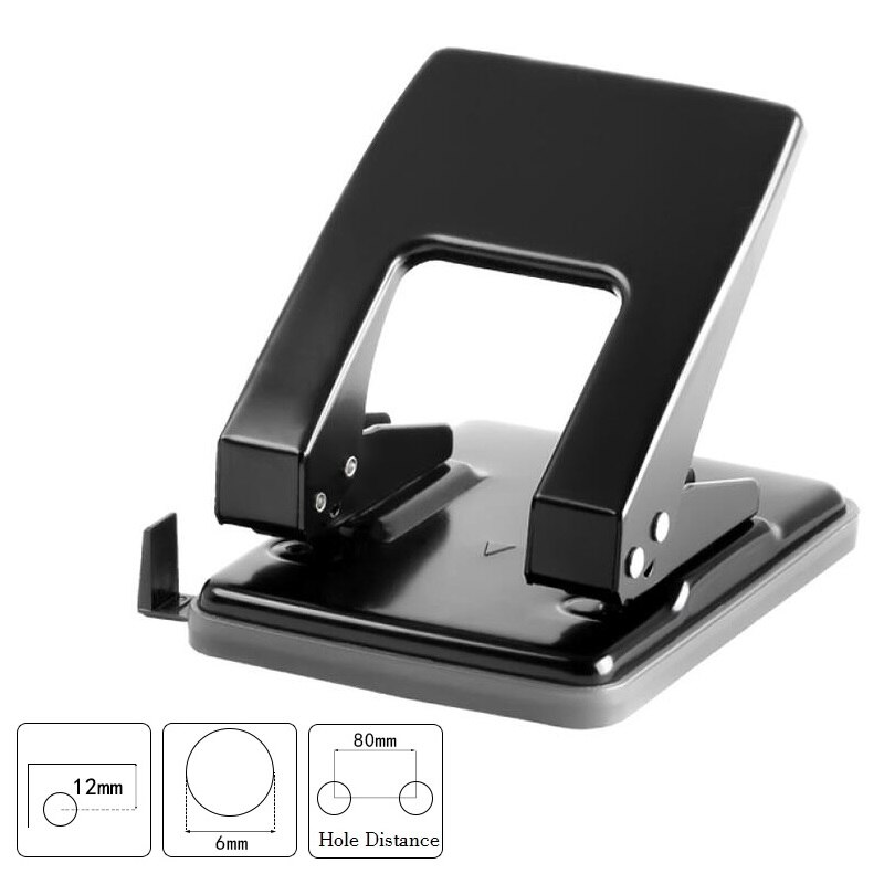 Heavy Duty 2-Hole Punch Metal 2 Holes Puncher Machine Save Effort Comfort Handle Perforadora De Papel; 40-Sheet Capacity