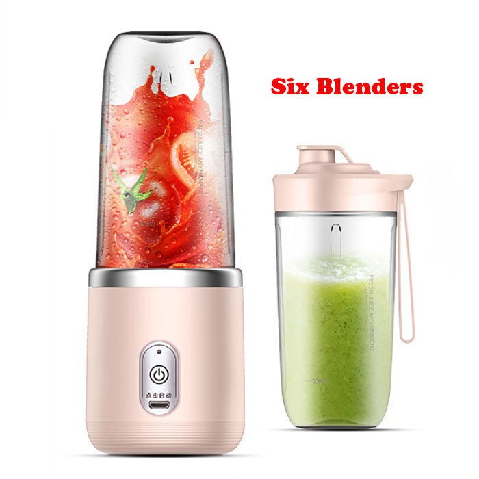 Usb Portable Blender Orange Juicer Machine Juice Extractor Fruit Squeezer Multifunction Juice Extractor Mixer Fruit Smoothie: Pink With 2 Cups