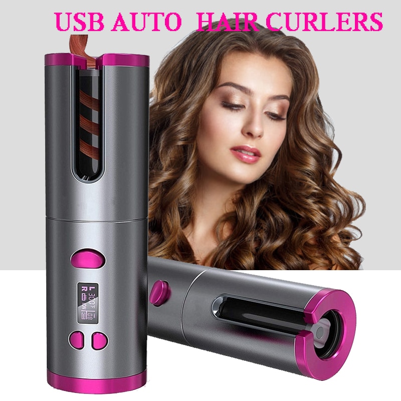 Rizador de pelo inalámbrico de cerámica automático, ondulador de pelo inalámbrico con USB, para playa