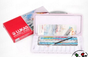 Original importiert Deutsch Lukas 24 farben Solide Aquarell Lack Transparente Wasser Farbe Skizze Tragbare Acuarela: plastic box